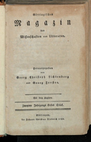 Göttingisches Magazin Göttingisches Magazin der Wissenschaften und Litteratur